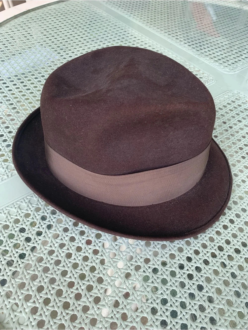 Vintage Classic Fedora Ribbon Band 50s 60s Wynewood Genuine Fur Felt Mens 7 1/8